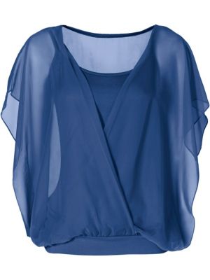 Блузка с запахом Bodyflirt синяя