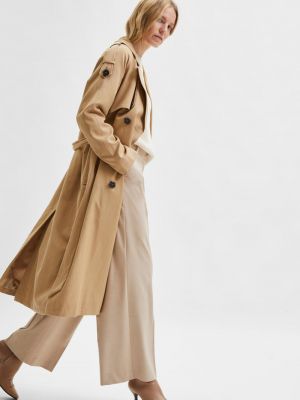 Классический длинное пальто из лиоцела Selected Femme коричневый