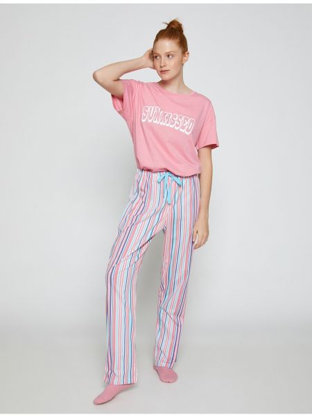 Пижама с принтом Koton розовая
