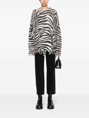 Zerrissener pullover mit print mit zebra-muster R13