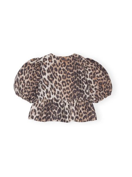 Blusa con estampado leopardo de tejido jacquard Ganni