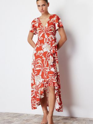 Pletena midi haljina s cvjetnim printom s printom Trendyol