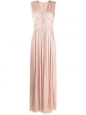 Плисирана сатенена вечерна рокля Costarellos розово