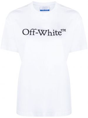 Bombažna majica s potiskom Off-white bela
