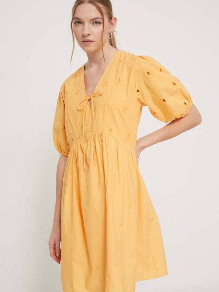 Pamučna mini haljina Desigual narančasta