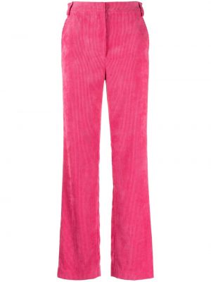 Pantaloni cu picior drept de catifea cord Patrizia Pepe roz