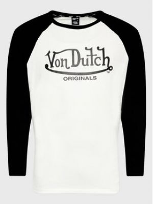 Voľné priliehavé tričko s dlhými rukávmi s dlhými rukávmi Von Dutch biela