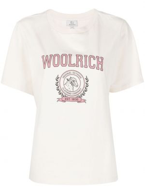 Kokvilnas t-krekls Woolrich balts