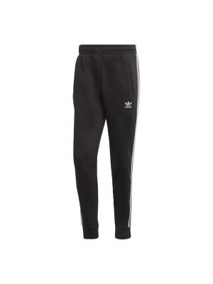 Pantaloni sport cu croială ajustată cu dungi Adidas negru