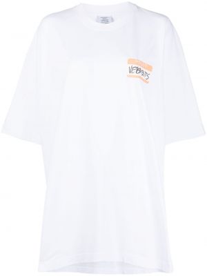 T-shirt en coton à imprimé Vetements blanc