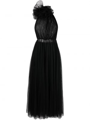 Pliszírozott virágos midi ruha Ana Radu fekete