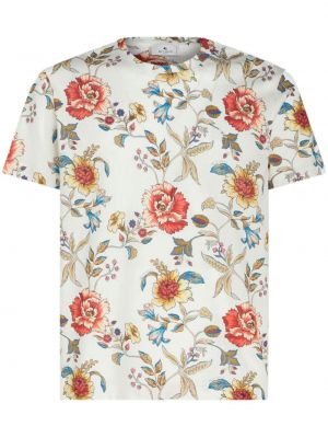 Pamučna majica s cvjetnim printom s printom Etro bijela