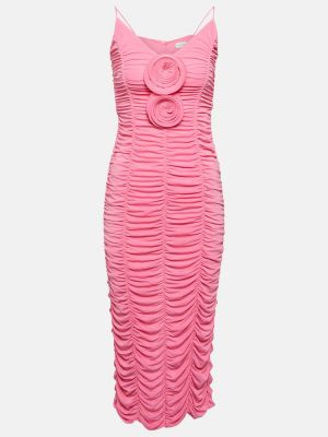 Φλοράλ μίντι φόρεμα από ζέρσεϋ με απλικέ Magda Butrym ροζ