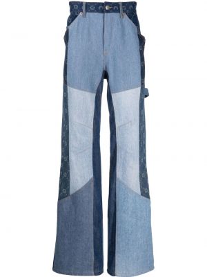 Straight leg jeans con stampa Marine Serre blu