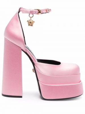 Полуотворени обувки на платформе Versace розово