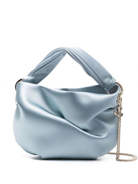 Saténová nákupná taška Jimmy Choo modrá