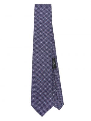 Raštuotas šilkinis kaklaraištis Etro mėlyna