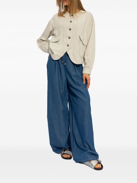Pantalon taille haute large Emporio Armani bleu