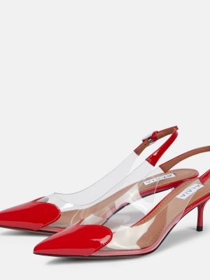Кожени полуотворени обувки с отворена пета Alaã¯a червено