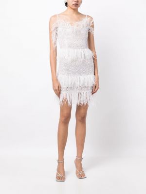 Sukienka koktajlowa z cekinami w piórka Rachel Gilbert biała
