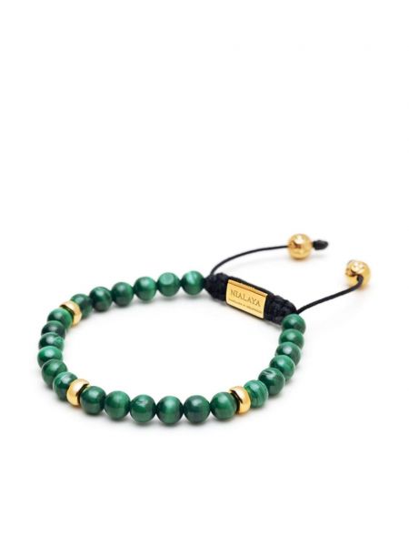 Bracelet avec perles plaqué or Nialaya Jewelry vert