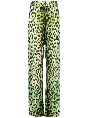 Leopardí rovné kalhoty s potiskem Roberto Cavalli