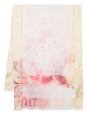 Květinový hedvábný šál s potiskem Faliero Sarti růžový