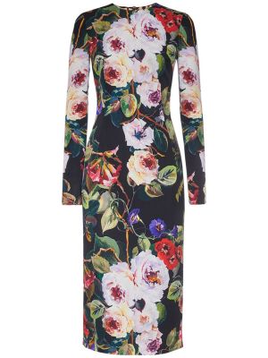 Virágos selyem midi ruha nyomtatás Dolce & Gabbana