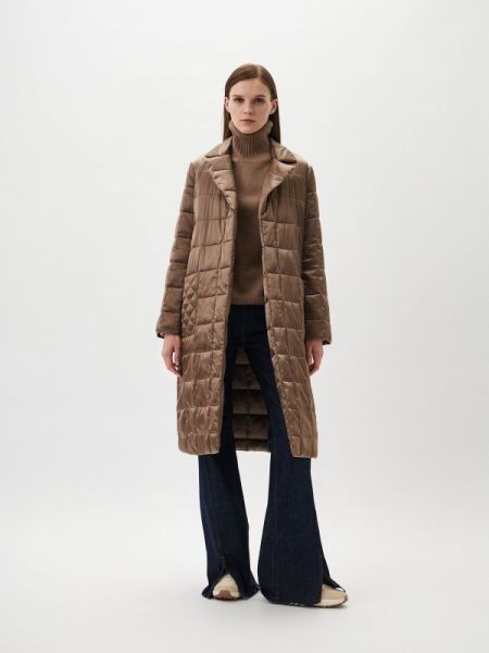 Утепленная демисезонная куртка Max&co коричневая