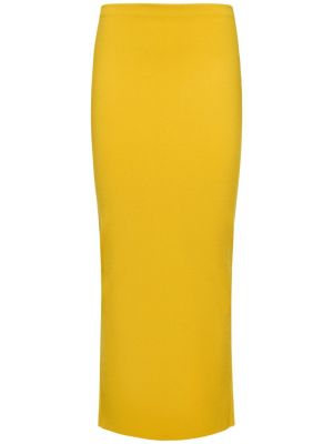 Długa spódnica dopasowana z wiskozy z krepy Del Core żółta