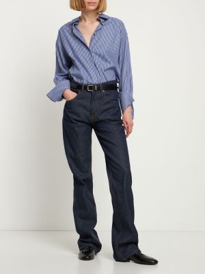 Bavlnené džínsy s rovným strihom Victoria Beckham modrá
