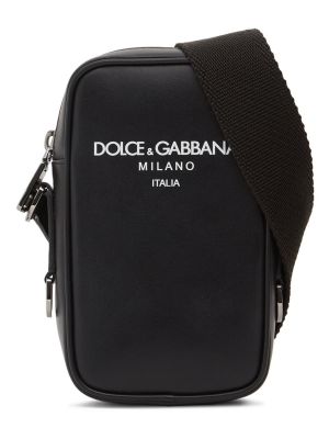 Bőr crossbody táska Dolce & Gabbana fekete