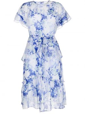 Obleka s cvetličnim vzorcem s potiskom Marchesa Rosa modra
