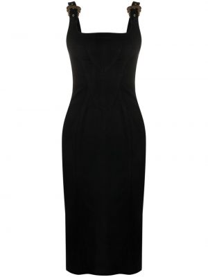 Midi obleka z zaponko Versace Jeans Couture črna