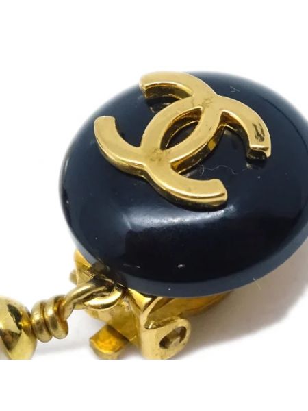 Pendientes de clip con perlas retro Chanel Vintage negro