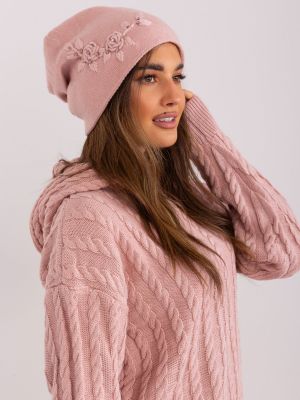 Pletena kapa od kašmira Fashionhunters ružičasta
