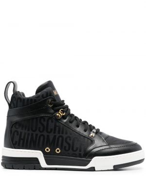 Jacquard bőr sneakers Moschino fekete