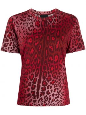Kokvilnas t-krekls ar apdruku ar leoparda rakstu Cynthia Rowley sarkans