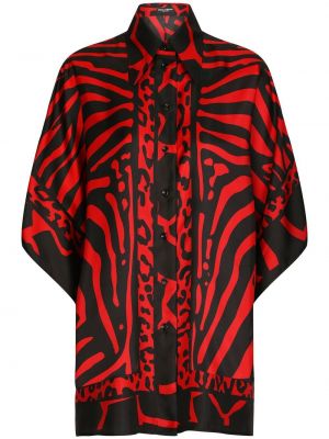 Bluza s potiskom z živalskim vzorcem z draperijo Dolce & Gabbana