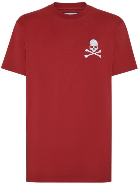 T-shirt mit stickerei aus baumwoll Philipp Plein rot