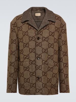 Abrigo de lana de tejido jacquard Gucci
