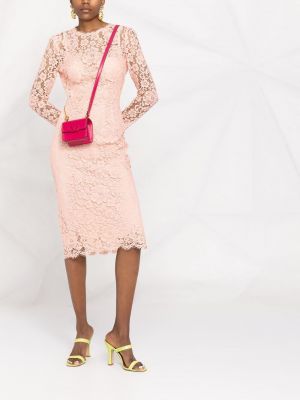 Vestido midi de encaje Dolce & Gabbana rosa