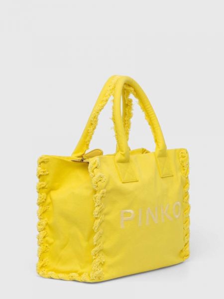 Shopperka bawełniana Pinko żółta