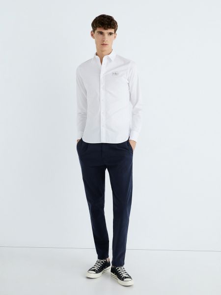Camisa vaquera slim fit de algodón manga larga Calvin Klein Jeans blanco