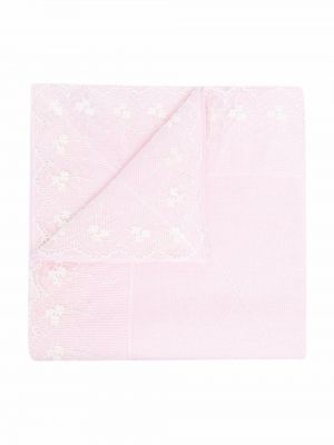 Плетен шал бродиран с дантела Siola розово