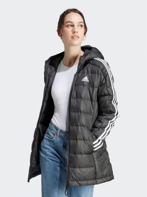 Prugasta pernata jakna slim fit Adidas crna