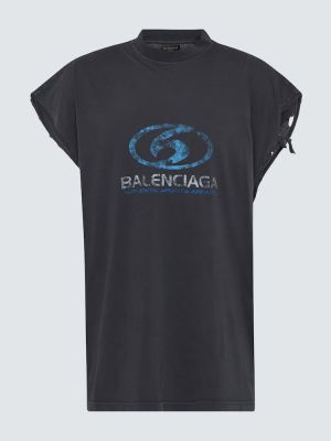 Koszulka bawełniana z nadrukiem z dżerseju Balenciaga