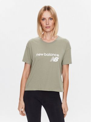Relaxed fit marškinėliai New Balance žalia