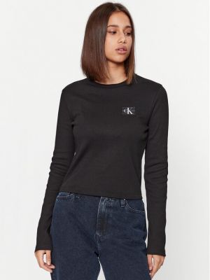 Priliehavá blúzka Calvin Klein Jeans čierna