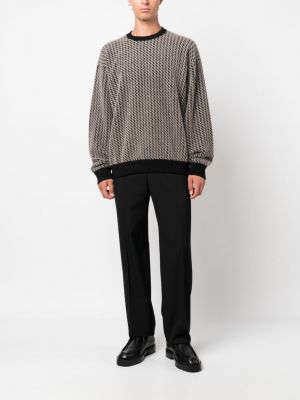 Žakárový svetr s kulatým výstřihem Giorgio Armani hnědý